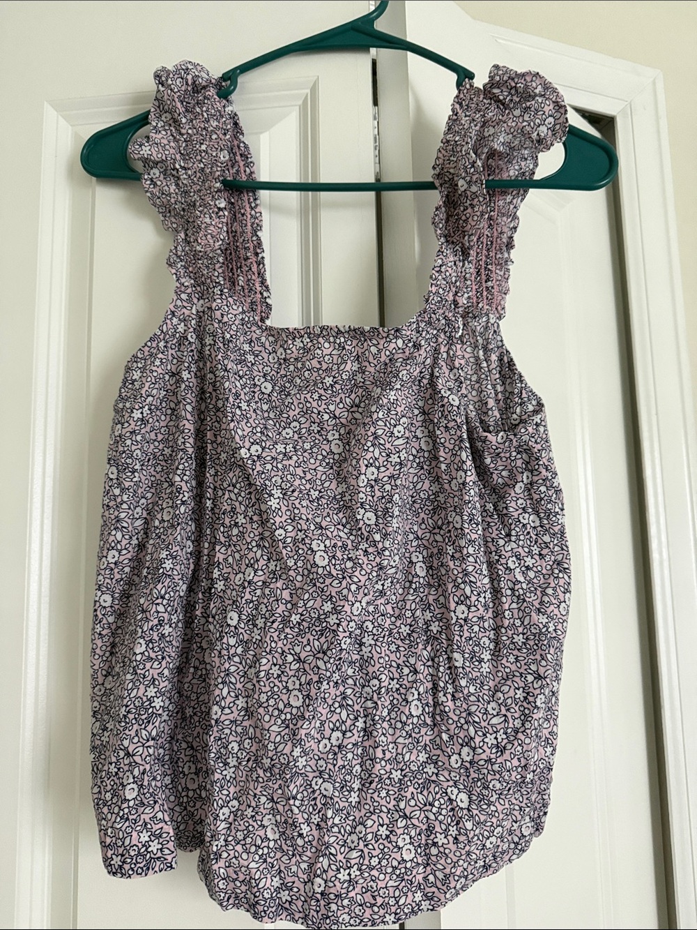 J. Crew Factory Lavender Pink Floral Smocked-Strap Camisole